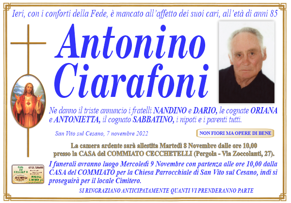 manifesto funebre di Ciarafoni Antonino