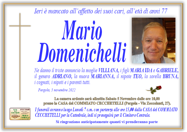 manifesto funebre di Domenichelli Mario