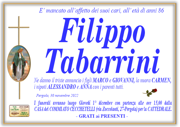 Necrologio di Filippo Tabarrini
