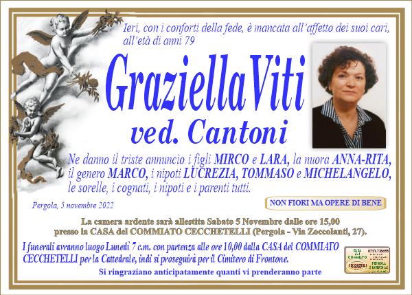 manifesto funebre di Viti Graziella