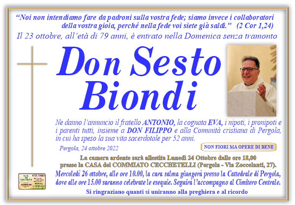 manifesto funebre di Biondi Sesto