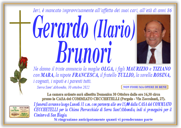 manifesto funebre di Brunori Gerardo