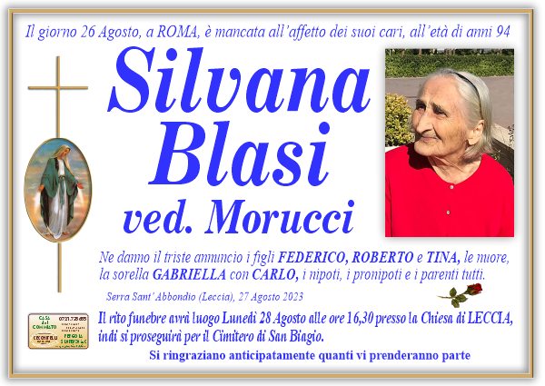 manifesto funebre di Blasi Silvana