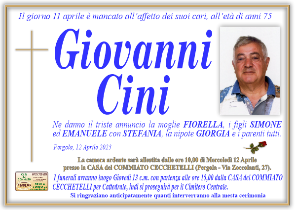 manifesto funebre di Cini Giovanni