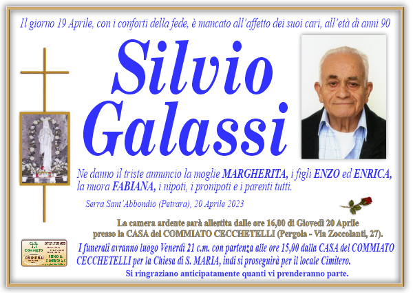 manifesto funebre di Galassi Silvio