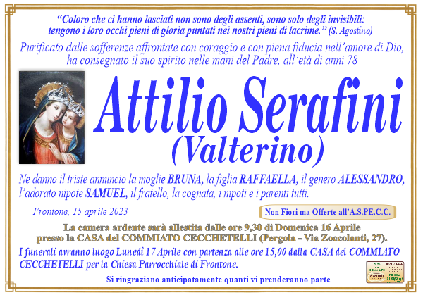 manifesto funebre di Serafini Attilio