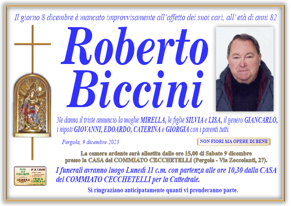 manifesto funebre di Biccini Roberto