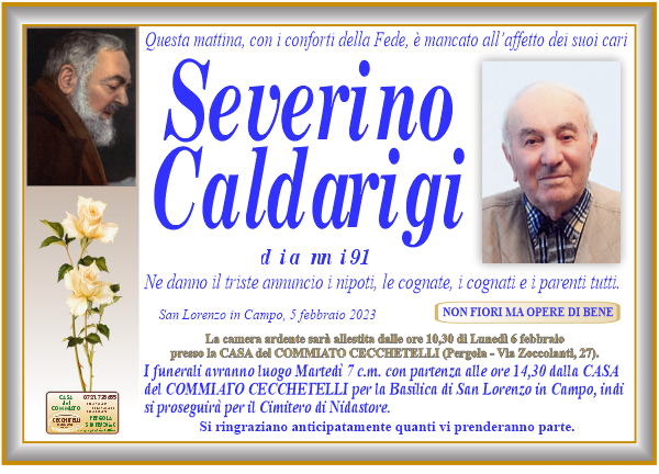 manifesto funebre di Caldarigi Severino