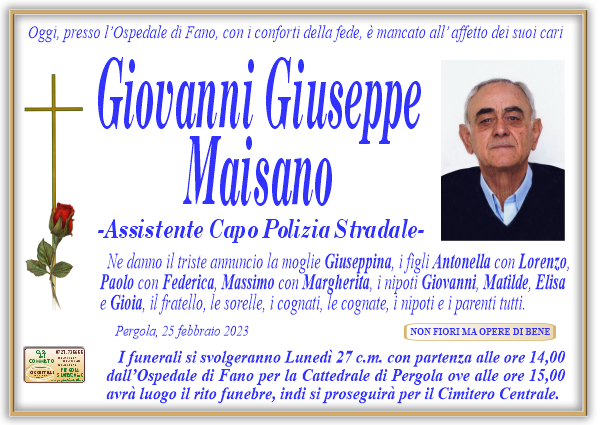 manifesto funebre di Maisano Giovanni Giuseppe