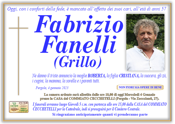 manifesto funebre di Fanelli Fabrizio