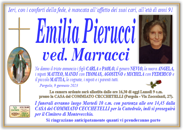 manifesto funebre di Pierucci Emilia