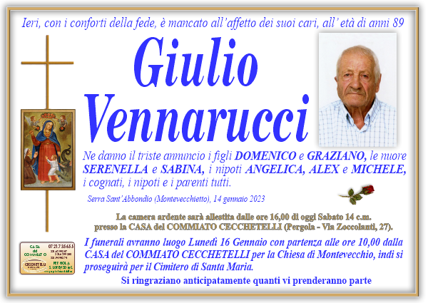 manifesto funebre di Vennarucci Giulio