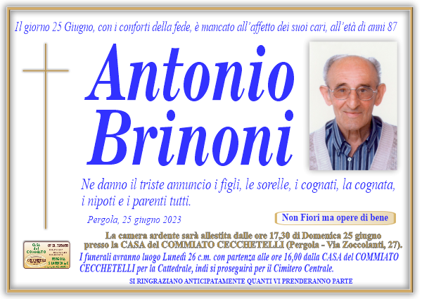 manifesto funebre di Brinoni Antonio