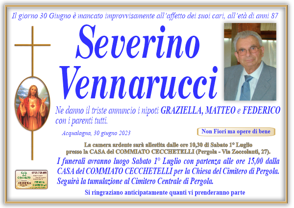 manifesto funebre di Vennarucci Severo