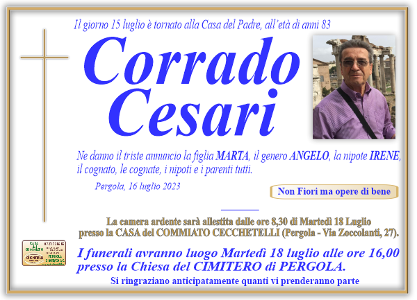manifesto funebre di Cesari Corrado