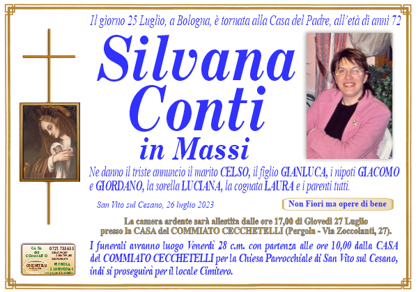 manifesto funebre di Conti Silvana