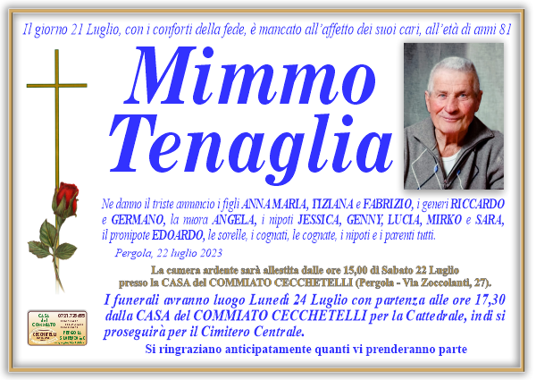 manifesto funebre di Tenaglia Mimmo