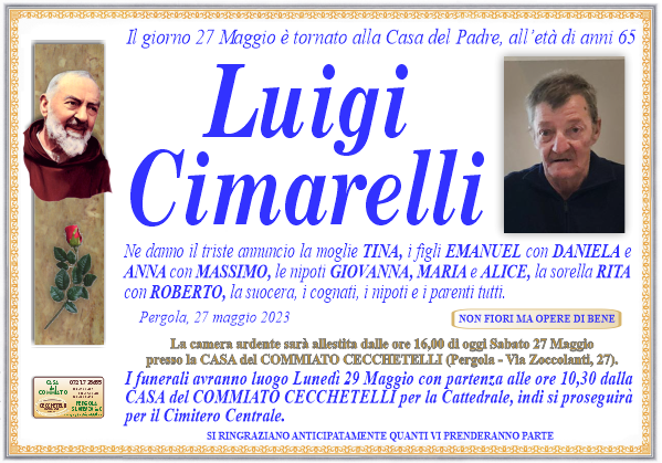 manifesto funebre di Cimarelli Luigi
