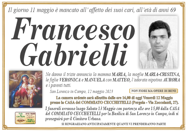 manifesto funebre di Gabrielli Francesco