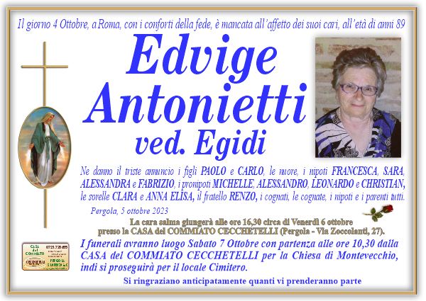 manifesto funebre di Antonietti Edvige