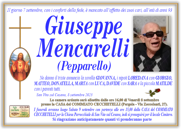 manifesto funebre di Mencarelli Giuseppe