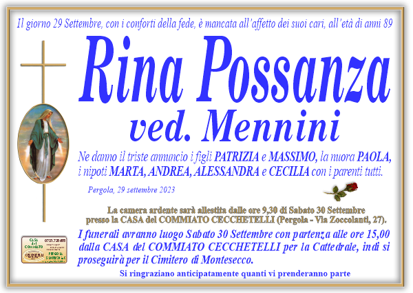 Necrologio di Rina Possanza