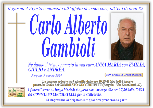 manifesto funebre di Gambioli Carlo Alberto