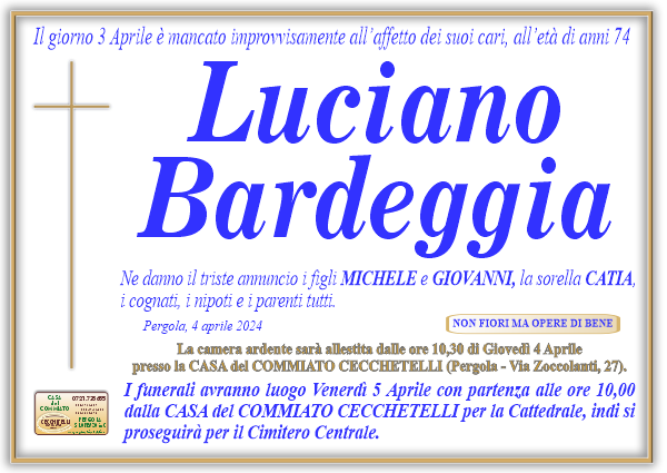 manifesto funebre di Bardeggia Luciano
