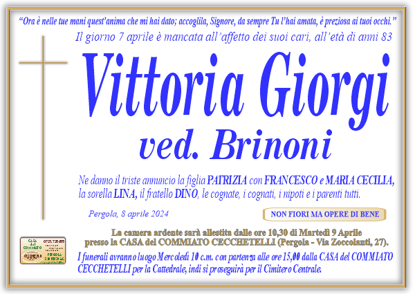 manifesto funebre di Giorgi Vittoria