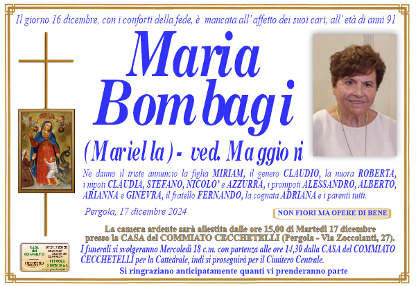 manifesto funebre di Bombagi Maria