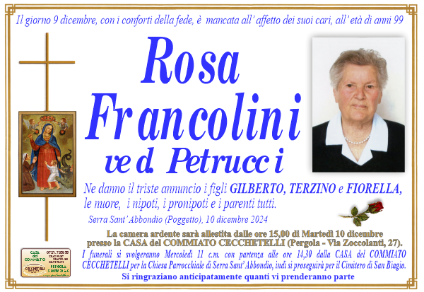 manifesto funebre di Francolini Rosa