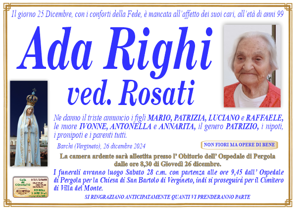 manifesto funebre di Righi Ada