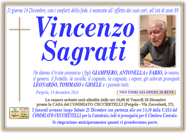 manifesto funebre di Sagrati Vincenzo