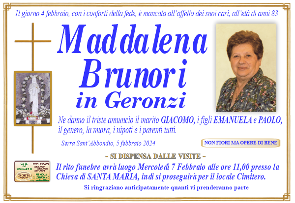 manifesto funebre di Brunori Maddalena