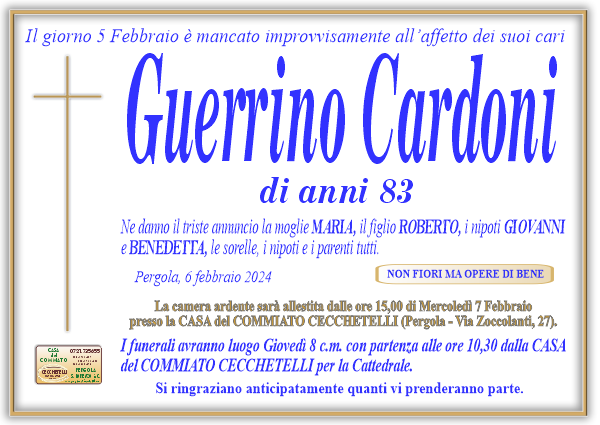 manifesto funebre di Cardoni Guerrino