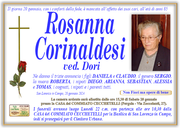 manifesto funebre di Corinaldesi Rosanna