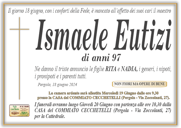 manifesto funebre di Eutizi Ismaele