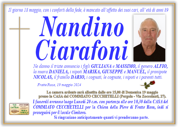 manifesto funebre di Ciarafoni Nandino