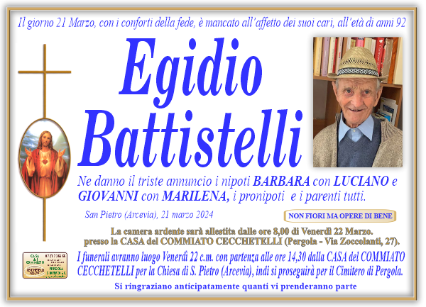 manifesto funebre di Battistelli Egidio