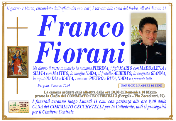 manifesto funebre di Fiorani Franco
