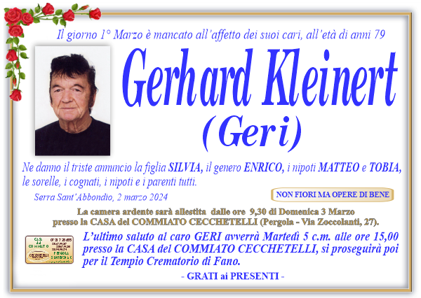 manifesto funebre di Kleinert Gerhard