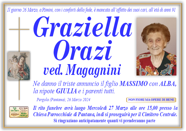 manifesto funebre di Orazi Graziella