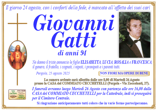 manifesto funebre di Gatti Giovanni