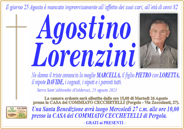 manifesto funebre di Lorenzini Agostino
