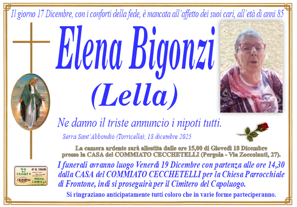 manifesto funebre di Bigonzi Elena