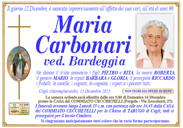 manifesto funebre di Carbonari Maria