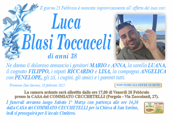 manifesto funebre di Blasi Toccaceli Luca