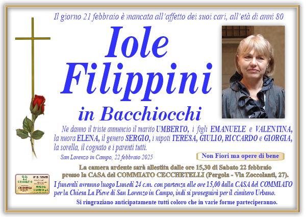manifesto funebre di Filippini Iole