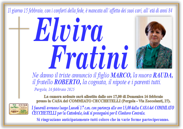 manifesto funebre di Fratini Elvira