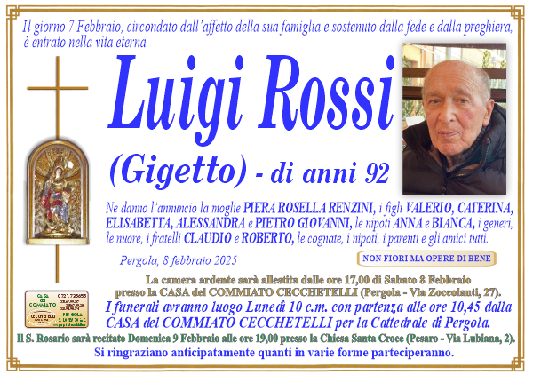 manifesto funebre di Rossi Luigi